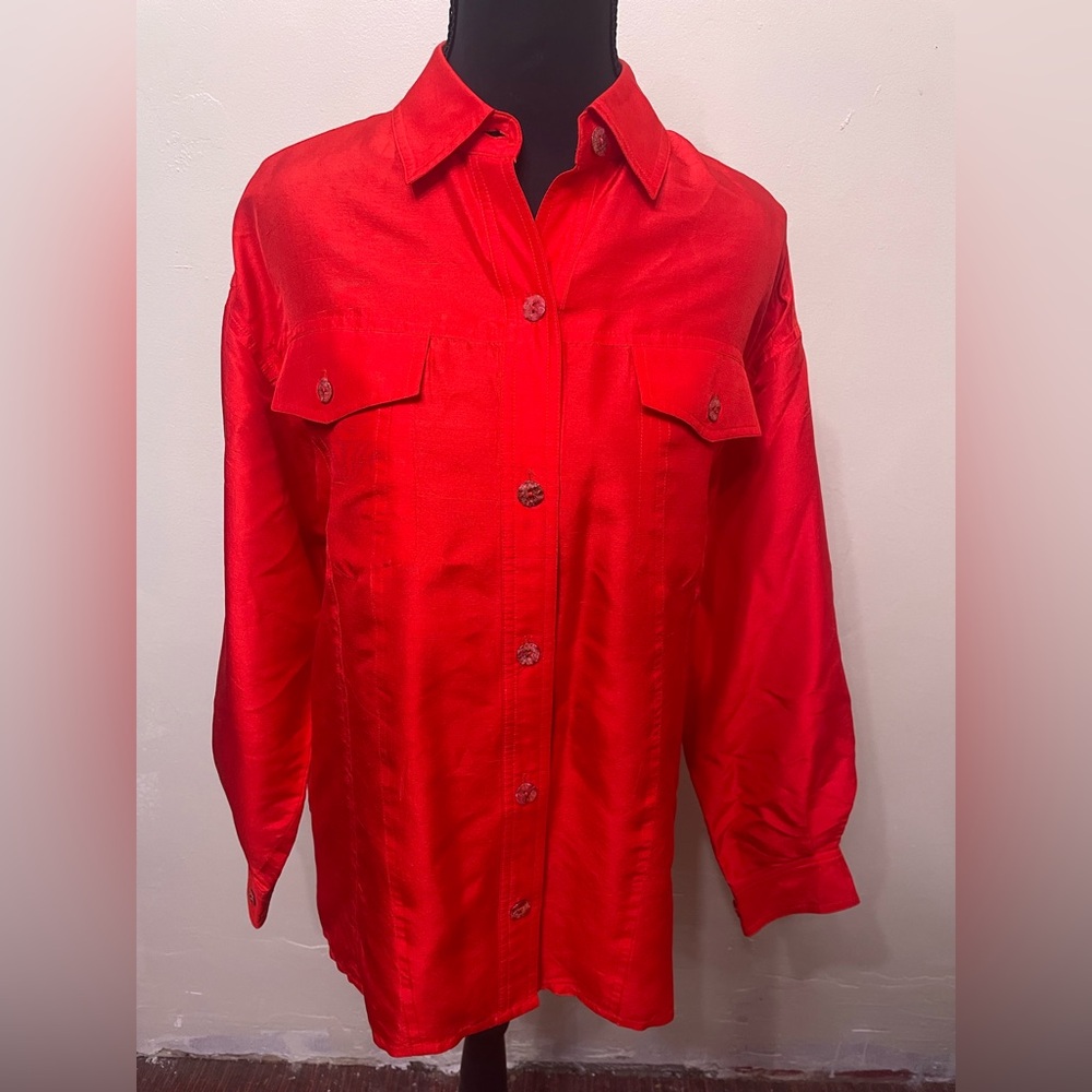 Per Se Scarlet Silk Blouse | 100% Silk